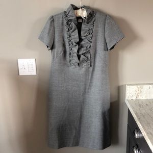 J.Crew Factory Gray wool lined dress w/ ruffles